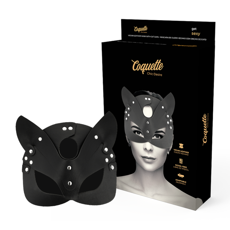 Vista 1 di Coquette Chic Desire - Maschera Vegana In Pelle con Orecchie Di Gatto