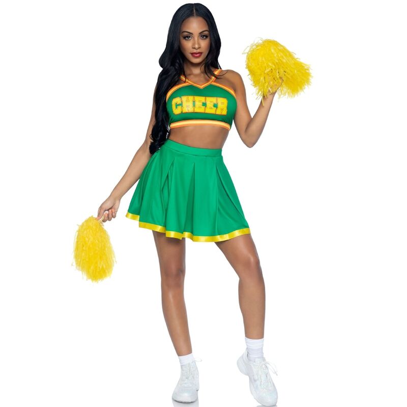 Vista 1 di Leg Avenue - Costume Cheerleader Verde M/L