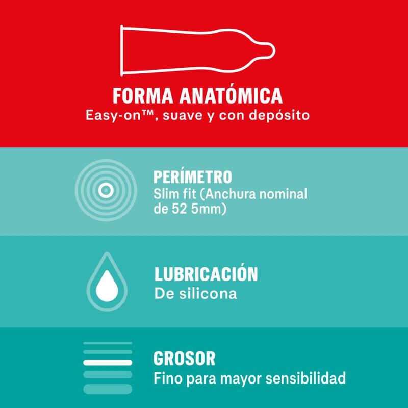 Vista 2 de Durex - Sensitivo Slim Fit 10 Unidades