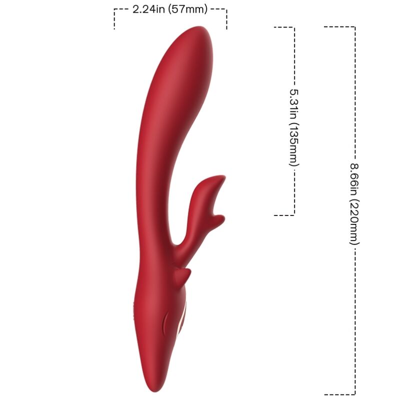 Ansicht 2 von Armony - Elch Vibrator Kaninchen Gebogen Rot