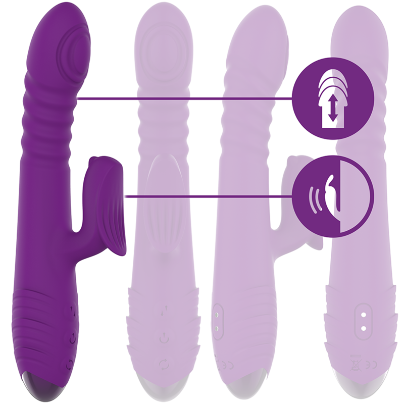 Vista 2 de Intense - Iggy Vibrador Multifunción Recargable Up & Down con Estimulador de Clitoris Morado