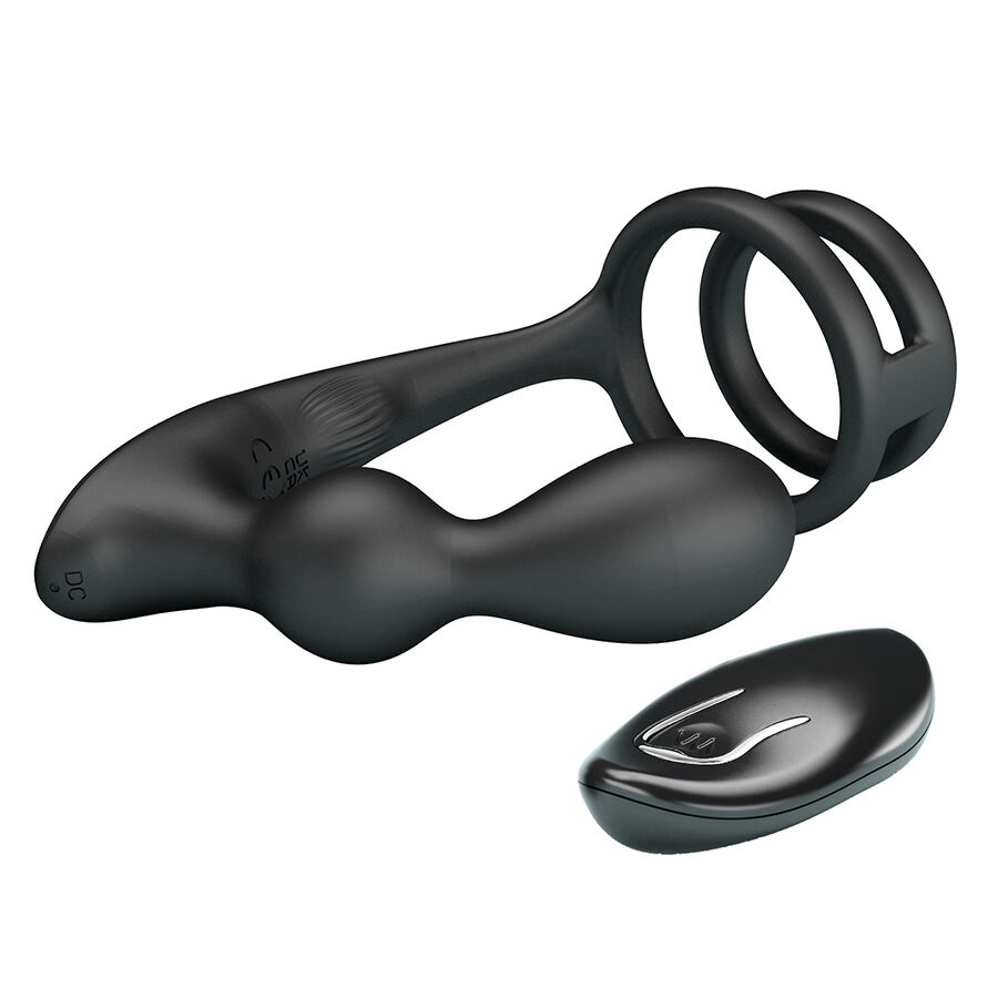 Vista 2 de Anillo para Pene con Plug Anal con Vibración Control Remoto