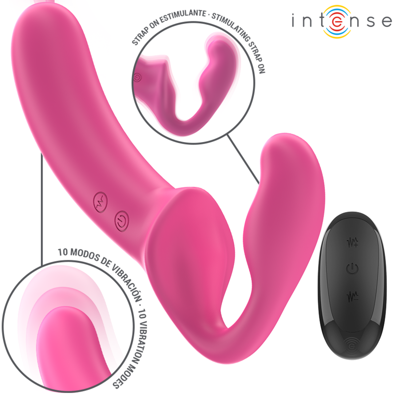 Vista 2 de Intense - Amy Vibrador Doble 20 Cm Rosa Control Remoto