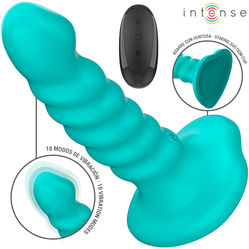Vista 2 di Intense - Vibratore Buffy Taglia S Design a Spirale 10 Vibrazioni Telecomando Blu