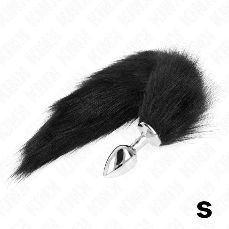 Vista 2 di Kink - Plug Anale Taglia S 7 X 3 Cm con Coda Sintetica 40 Cm Nero