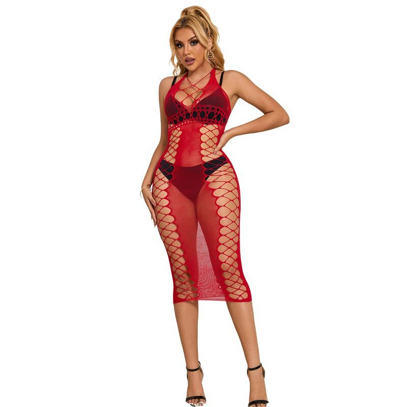 Vista 2 de Subblime - 952327 Vestido de Rejilla Largo Rojo Talla Única