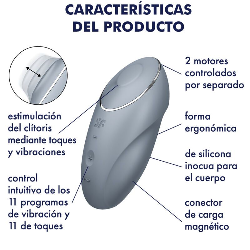 Vista 11 de Satisfyer - Tap & Climax 1 Vibrador Lay-On Gris
