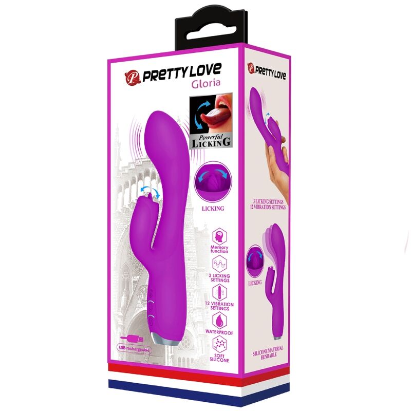 Ansicht 11 von Pretty Love - Gloria Wiederaufladbarer Kaninchenvibrator, Wasserdicht, Lila