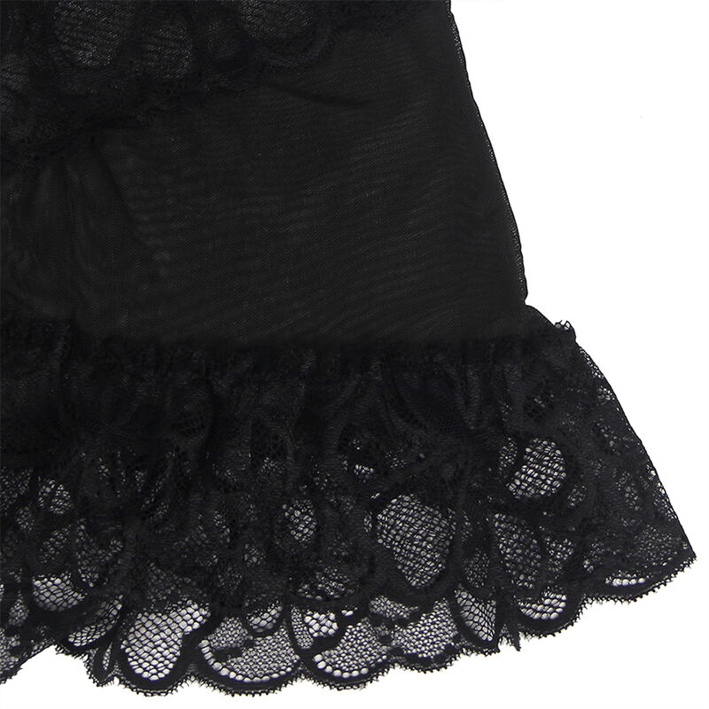 Vista 11 di Subblime - Baby Doll con Spalline Regolabili E Pizzo Trasparente Stampa Floreale Nero
