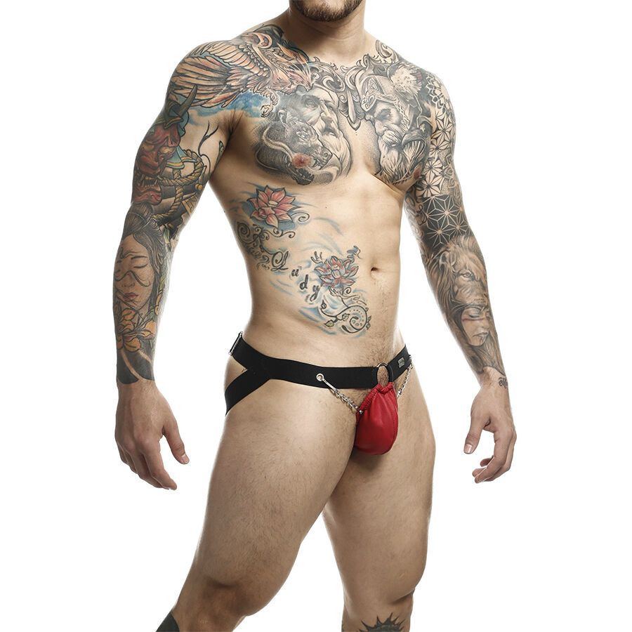 Vista 3 de Dngeon Jockstrap Rojo con Cadenas Talla Única
