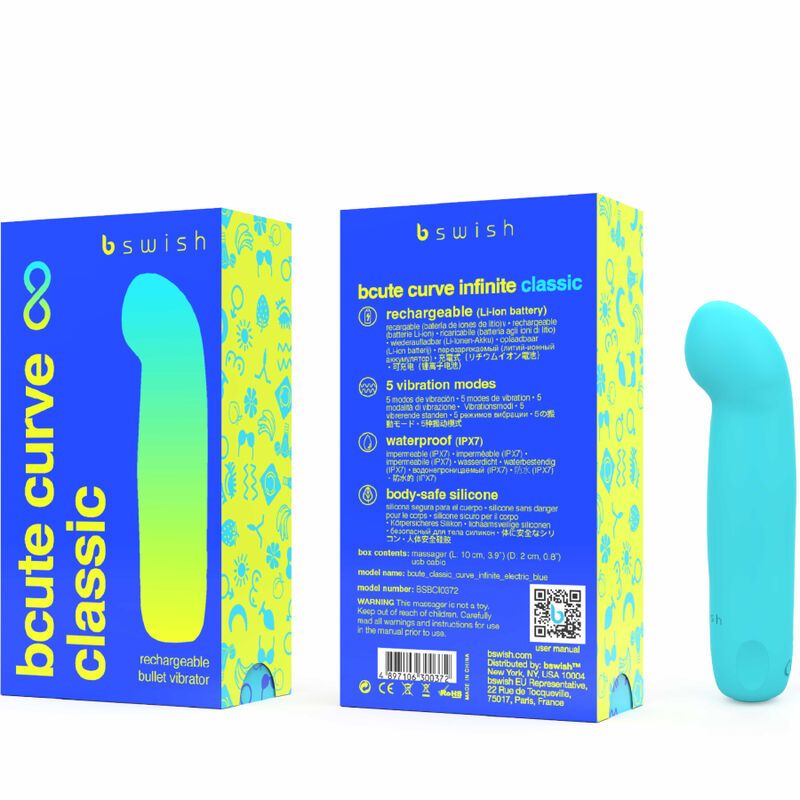 Vista 3 de Bcute Curve Infinite Clssico Recarregvel Vibrador Azul Silicone
