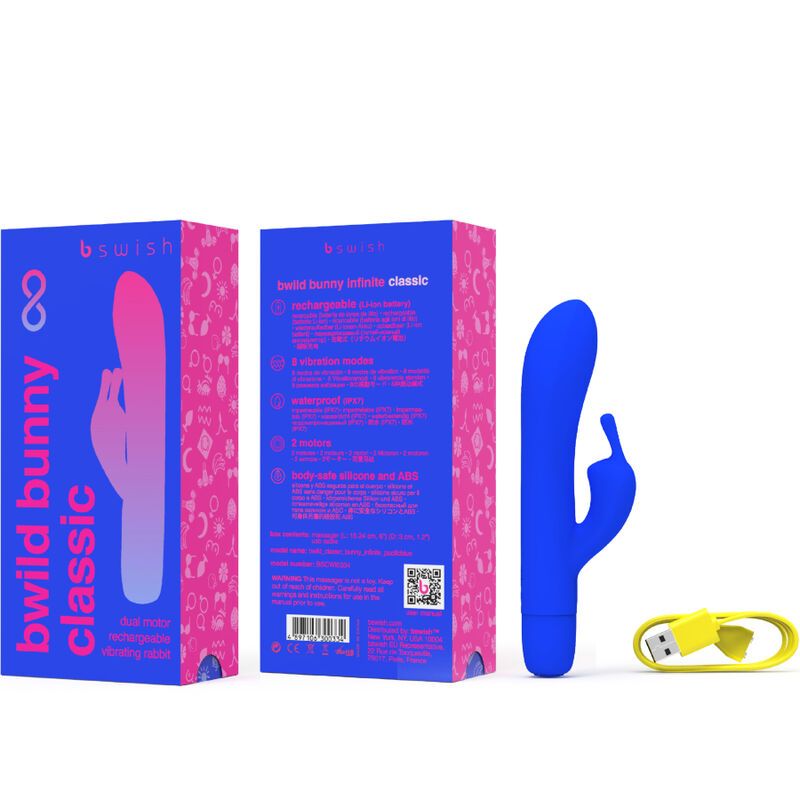 Vista 3 di Bwild Bunny Infinite Classic Vibratore Ricaricabile In Silicone Blu