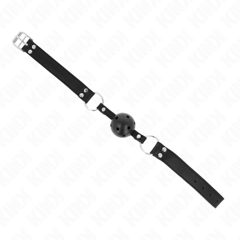 Vista 3 de KINK - MORDAZA DE BOLA 4 CM TRANSPIRABLE CON DOBLE REMACHE MODELO 1 NEGRO 62 x 2.5 CM AJUSTABLE 42-58 CM