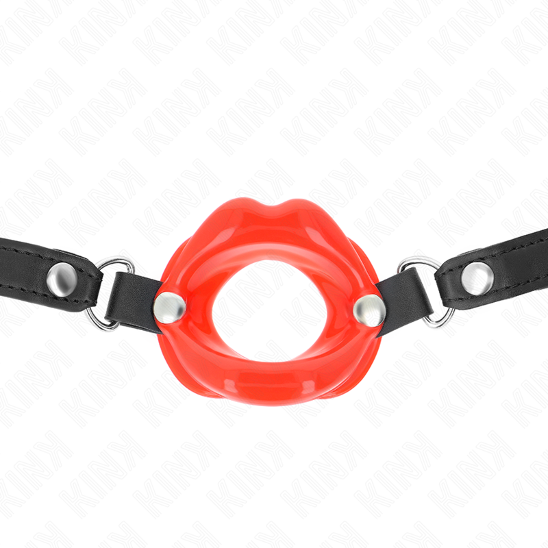 Vista 3 de KINK - MORDAZA LABIAL 8 CM CON CORREA DE POLIPIEL ROJO 63 x 2 CM AJUSTABLE 39-58 CM