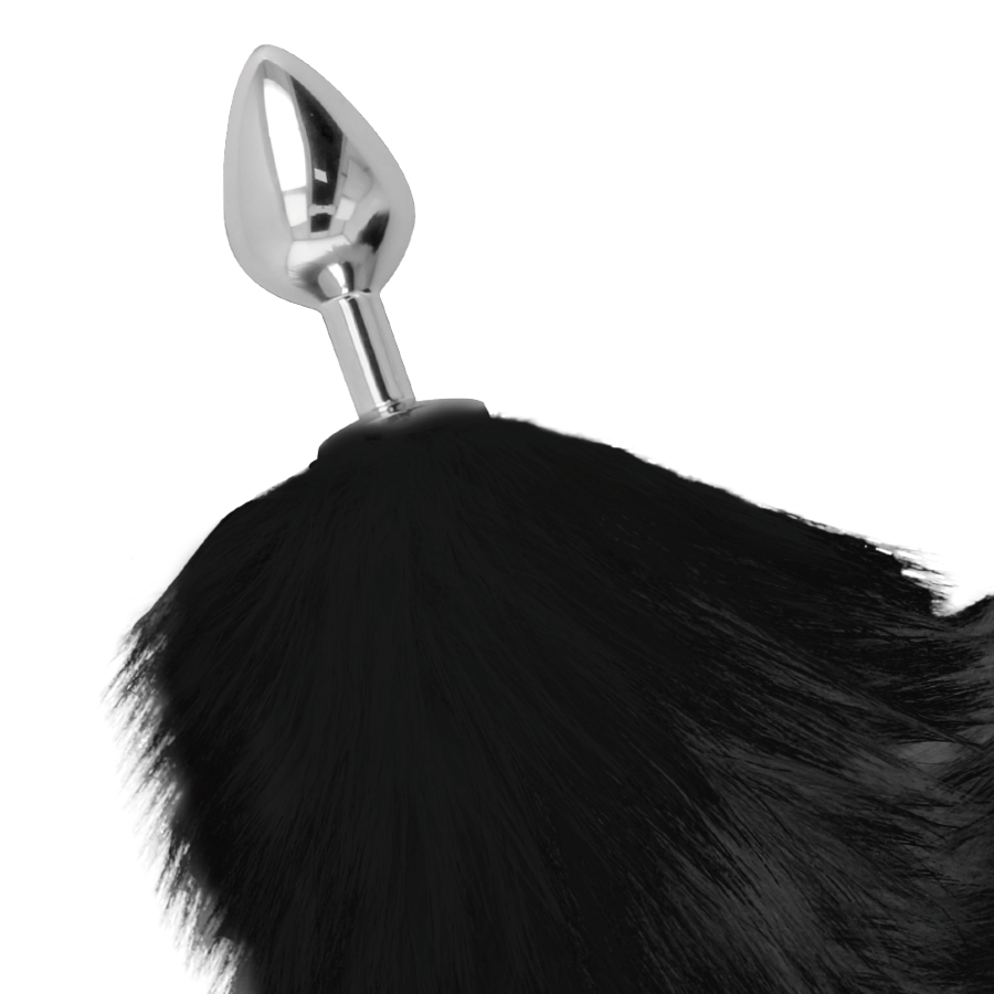 Vista 3 de Darkness - Plug Anal Silver 8 Cm con Cola Negro