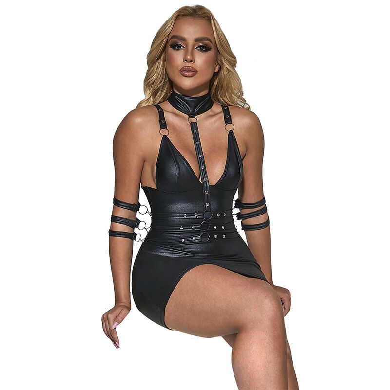 Vista 3 di Subblime - 954406 Vestito Bondage In Pelle Nero S/M
