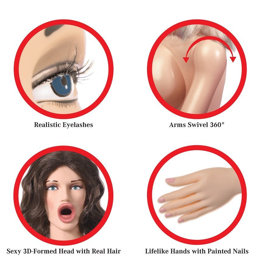 Vista 4 de Muñeca Hinchable Realista Tamaño Natural con Vagina y Ano + Bomba de Inflado
