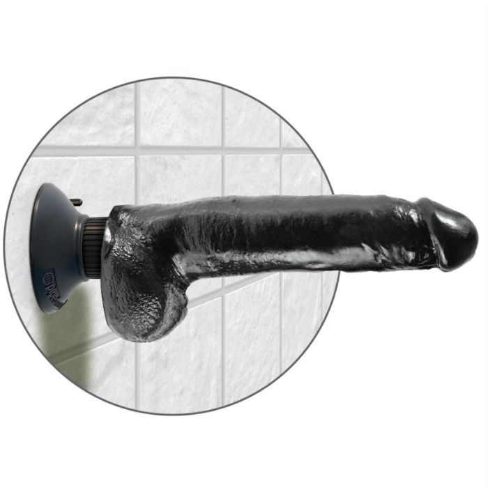 Vista 4 de Dildo Vibrador con Testículos 23 Cm Negro