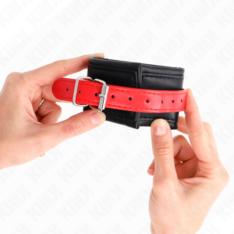 Vista 4 de Kink - Muñequeras Negro con Correa Rojo Ajustable 17-28 Cm X 6 Cm