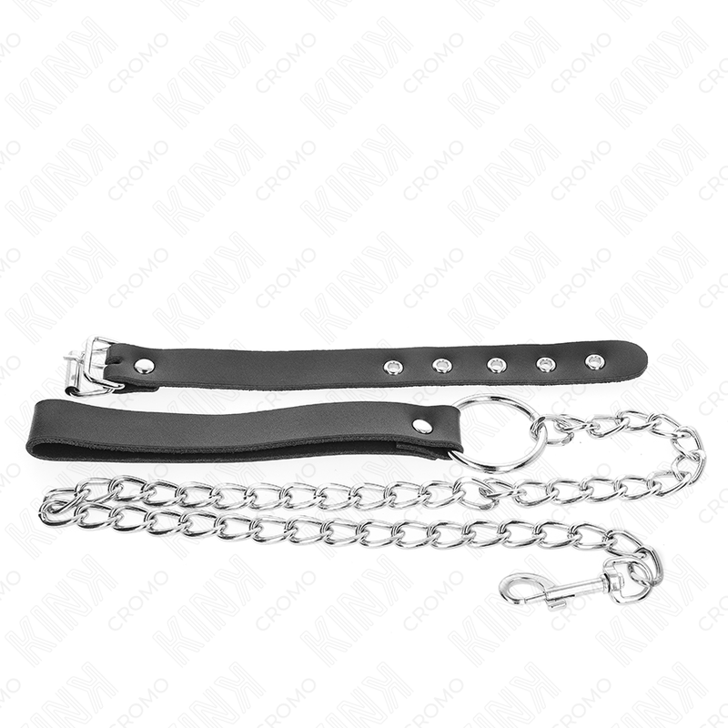 Vista 4 de Kink - Anillo Pene Cuero con Correa 21.5 X 2 Cm y Cadena Metal 60 Cm