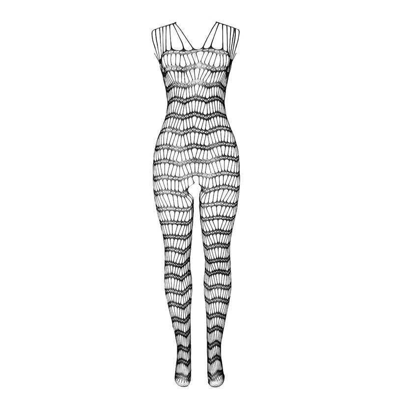 Vista 4 de Subblime - 951696 Bodystocking Crotchless de Rejilla con Tiras en Hombros Negro Talla Única