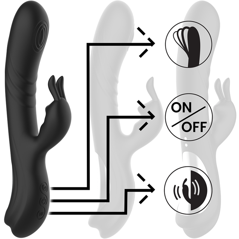 Vista 5 de Estimulador de Coelho de Silicone Recarregável Jamie Preto