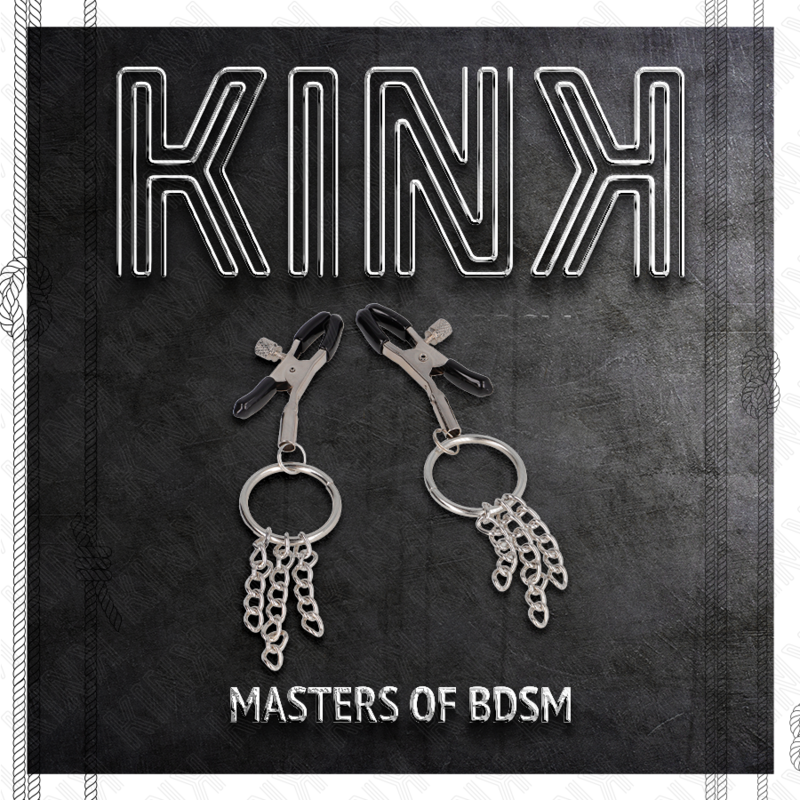 Vista 5 de Kink - Pinzas para Pezones con Aro y Pequeñas Cadenas Plateado 6 Cm