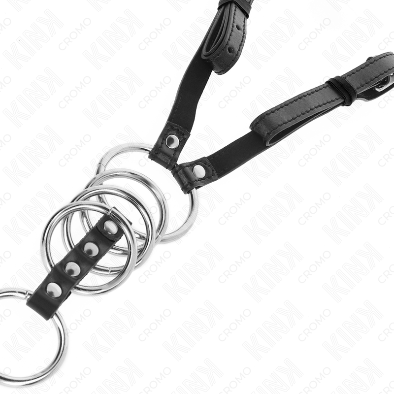 Vista 5 de Kink - 5 Anillos Pene 3.8 Cm a 5 Cm Metal con Cinturón Polipiel 112 Cm
