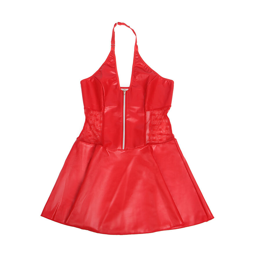 Vista 5 de Subblime - 957735 Vestido de Cuero con Cremallera y Encaje Rojo