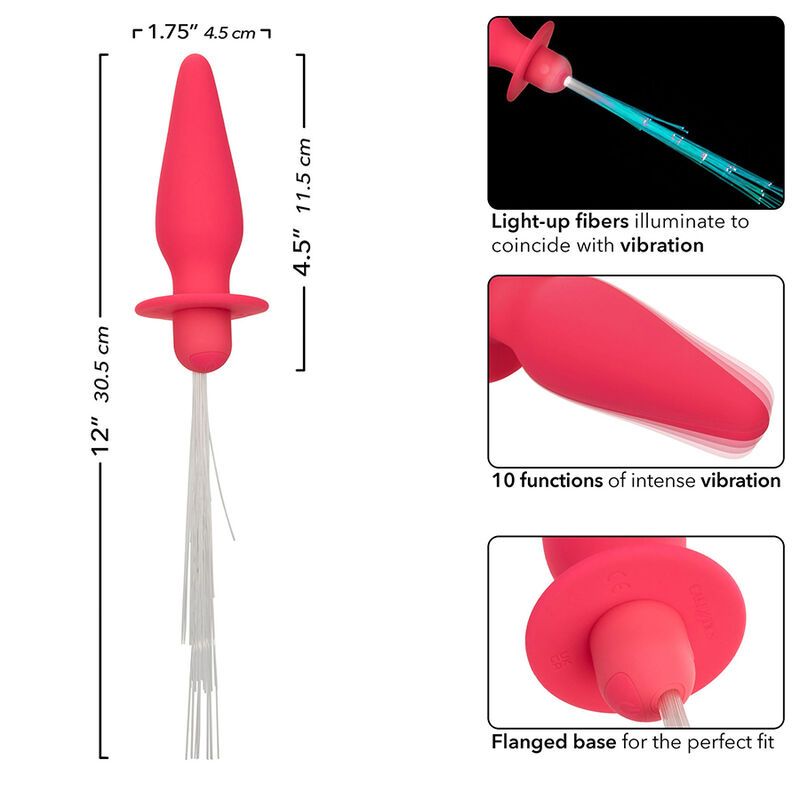 Vista 6 de Southern Lights Light Up Plug Anal con Luces 10 Vibraciones Silicona Rosa