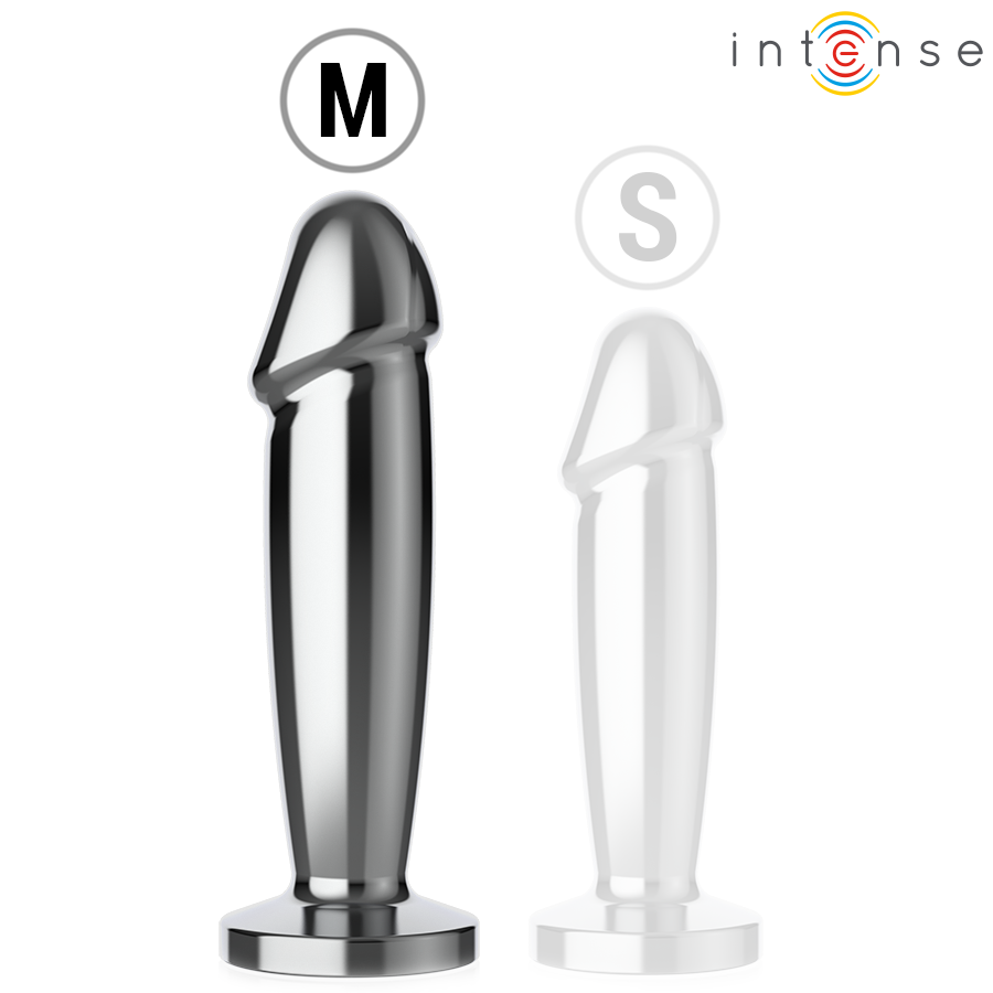 Vista 6 de Intense - Plug Anal 10 Vibraciones Metal en Forma de Dildo con Control Remoto M