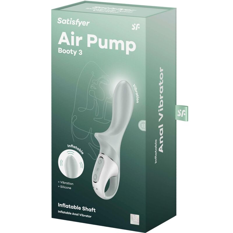 Vista 6 de Satisfyer - Air Pump Booty 3 Vibrador Anal Inflable Verde Gris