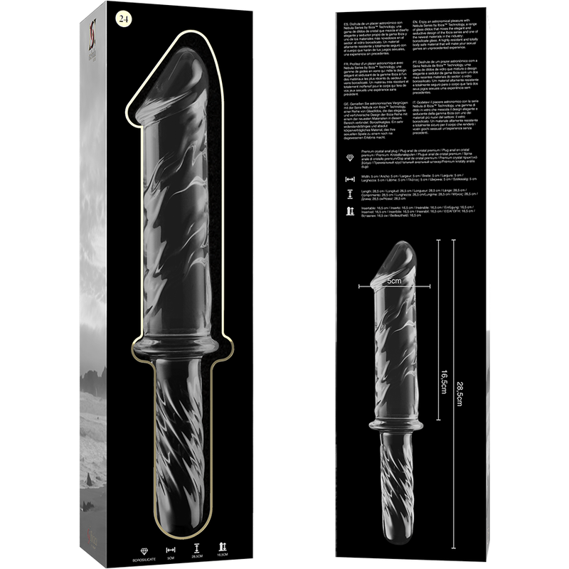 Vista 6 di Modello 24 Dildo In Vetro Borosilicato Rosa 28.5 Cm -o- 5 Cm