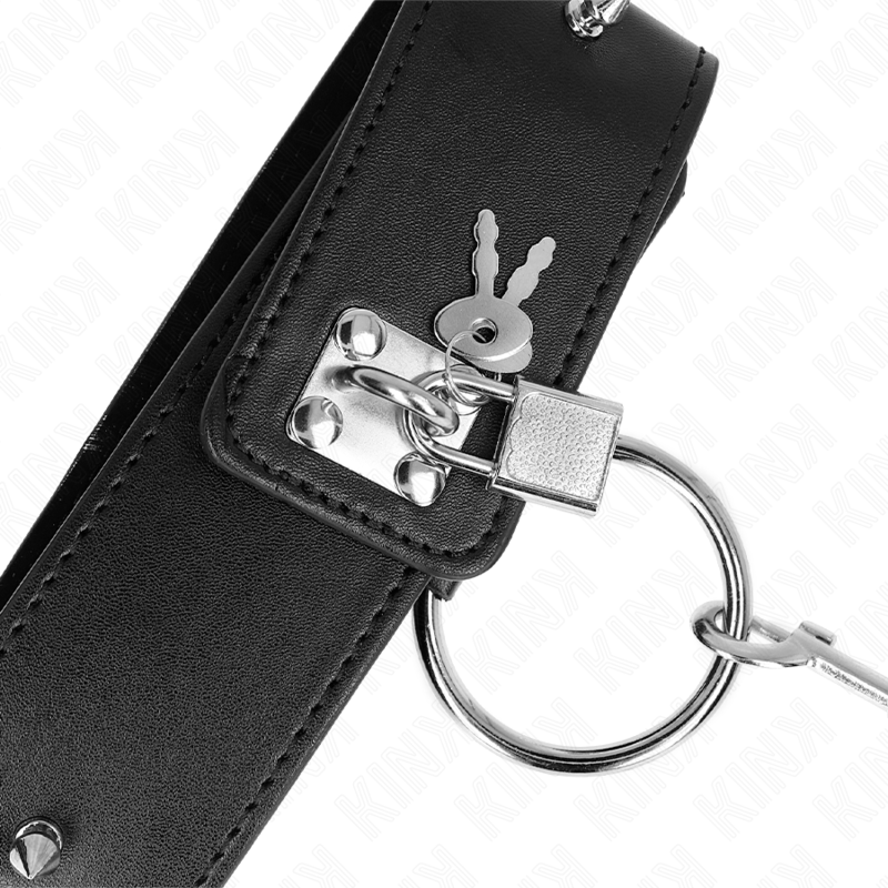 Vista 6 de Kink - Collar con Correa 65 Cm con Tachuelas Plateadas Modelo 2 Ajustable 36-43 Cm X 5 Cm