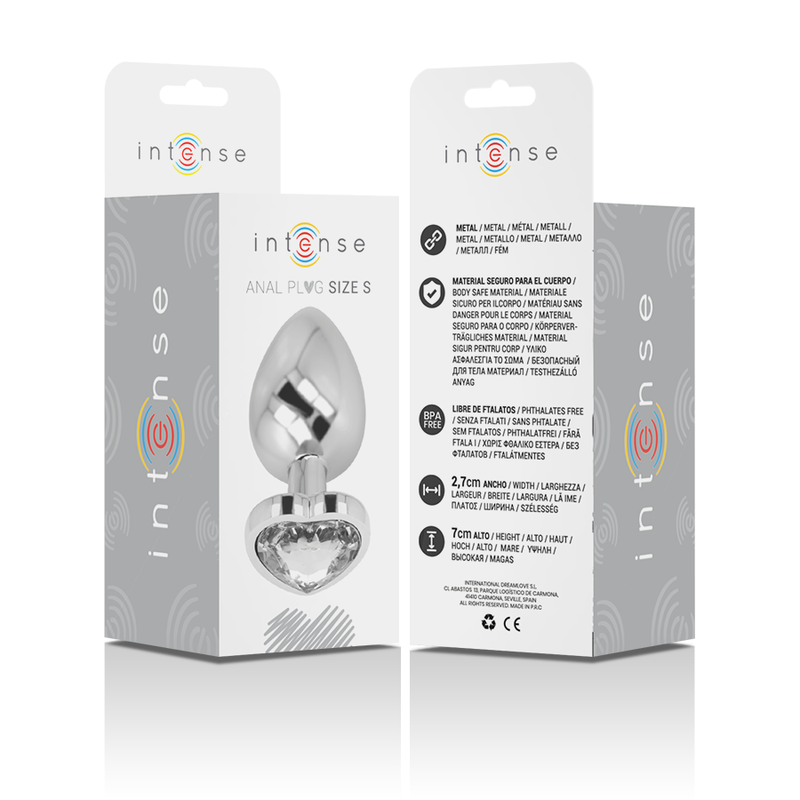 Vista 6 de Intense - Plug Anal Metal Aluminio Corazón Blanco Talla S