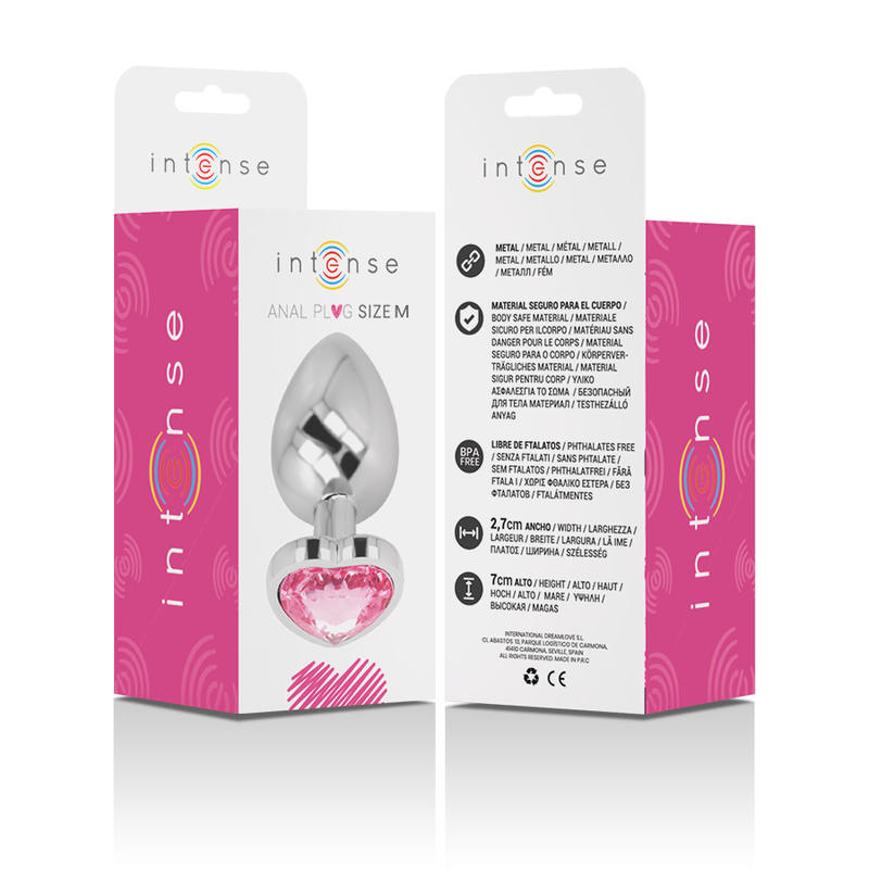 Vista 6 de Intense - Plug Anal Metal Aluminio Corazón Rosa Talla M