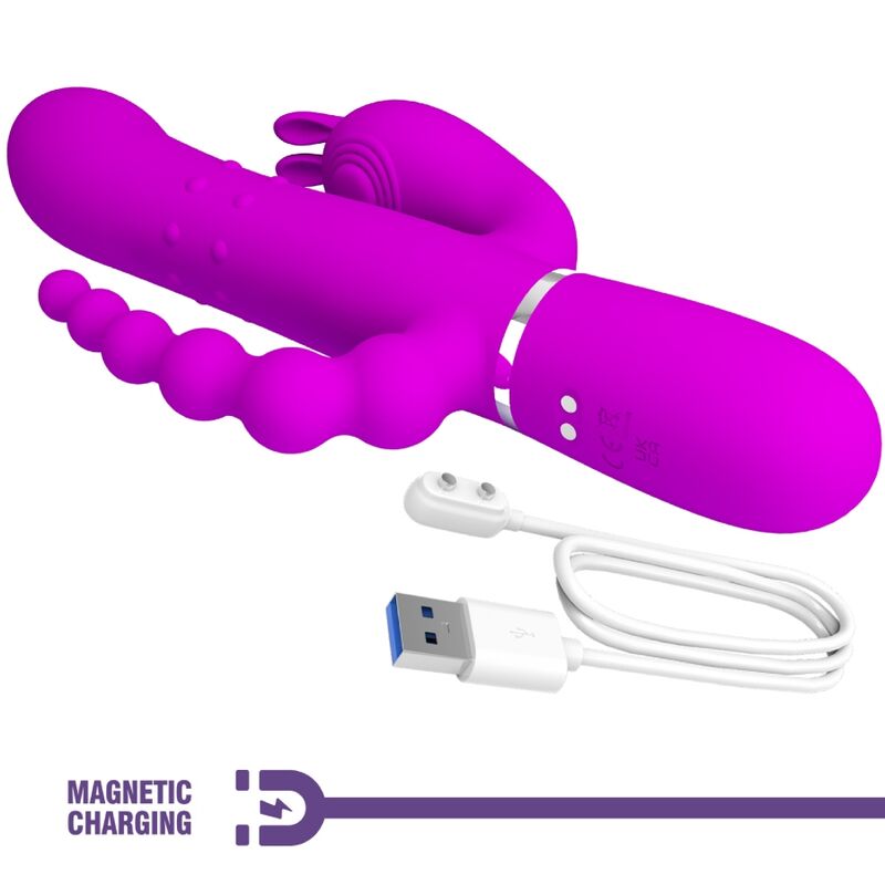 Vista 7 de Pretty Love - Cammy Triple Vibrador Multifunción 4 en 1 Rosa