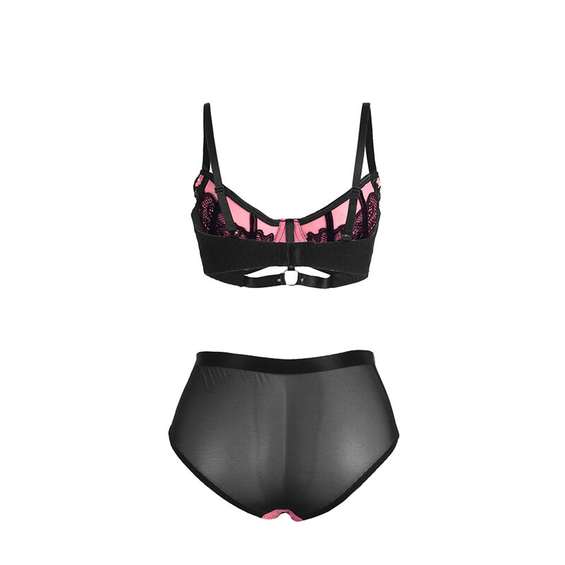 Vista 7 di Subblime - 955571 Set Reggiseno In Vernice Rosa con Cerniera E Reggiseno a Retino S/M