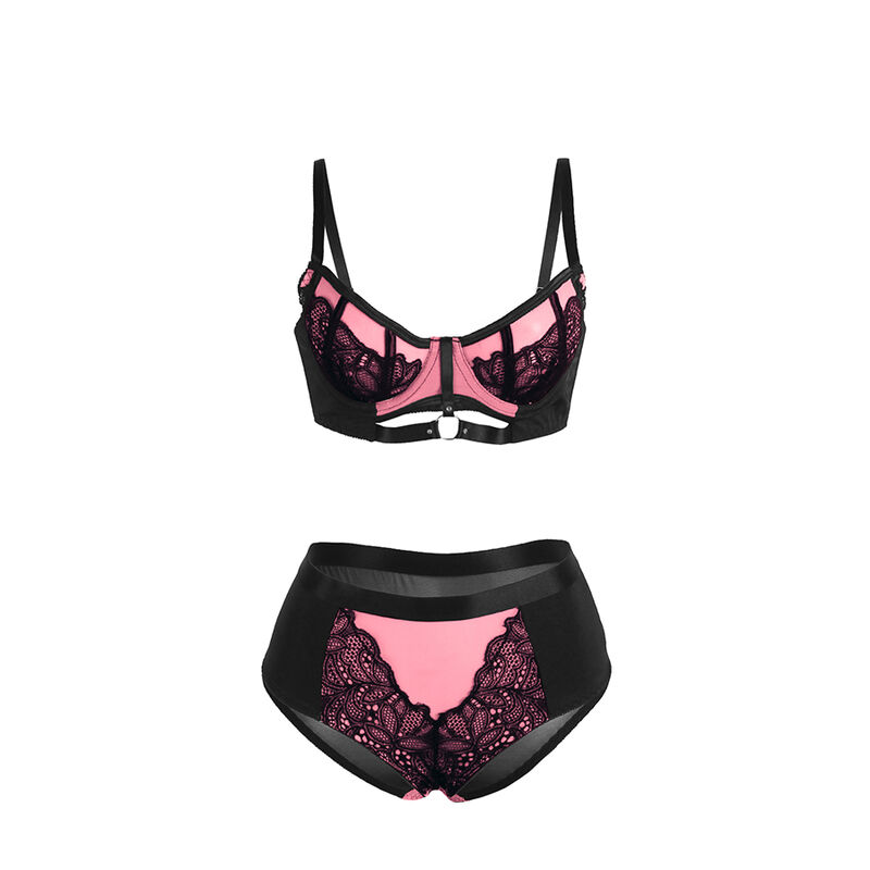 Vista 7 di Subblime - 955588 Set Reggiseno In Vernice Rosa con Cerniera In Rete L/Xl