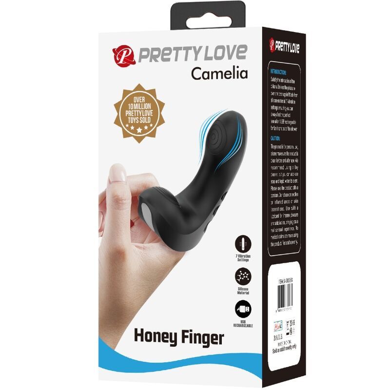 Vista 8 di Pretty Love - Vibratore Da Dita Camelia 7 Vibrazioni Nero