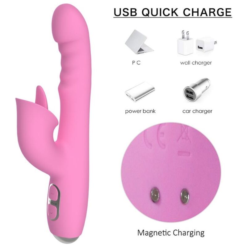 Vista 8 di T-May Vibratore Magic Stick Rabbit - Rosa