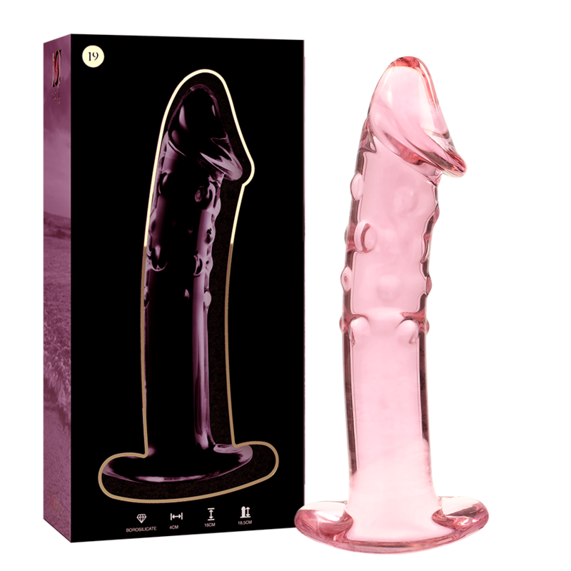 Vista 8 di Modello 19 Dildo In Vetro Borosilicato Rosa 18.5 Cm -o- 4 Cm