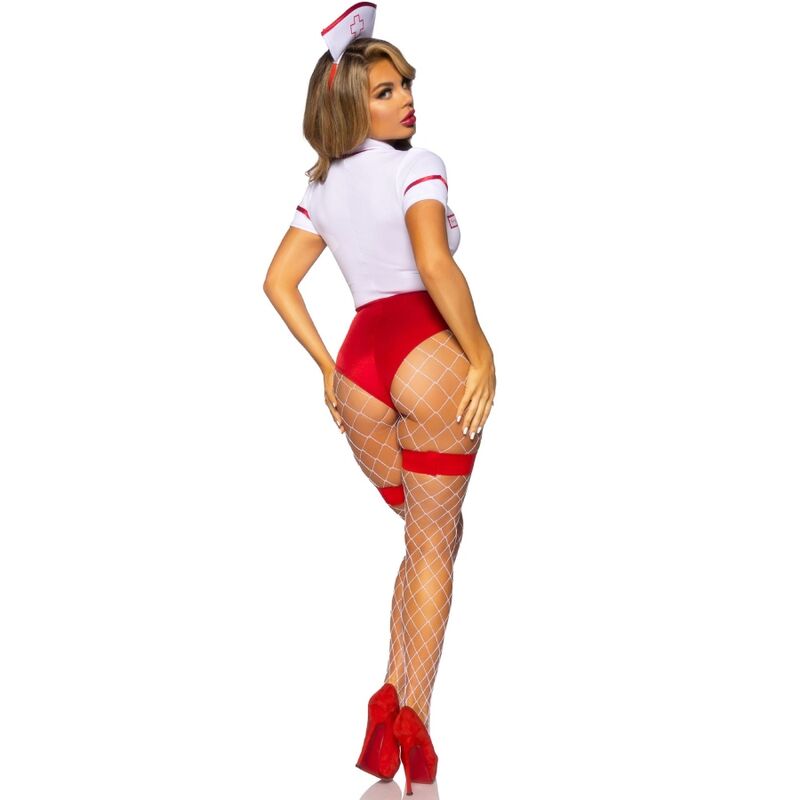 Vista 8 de Leg Avenue - Disfraz Enfermera Sexy Rojo/Blanco S