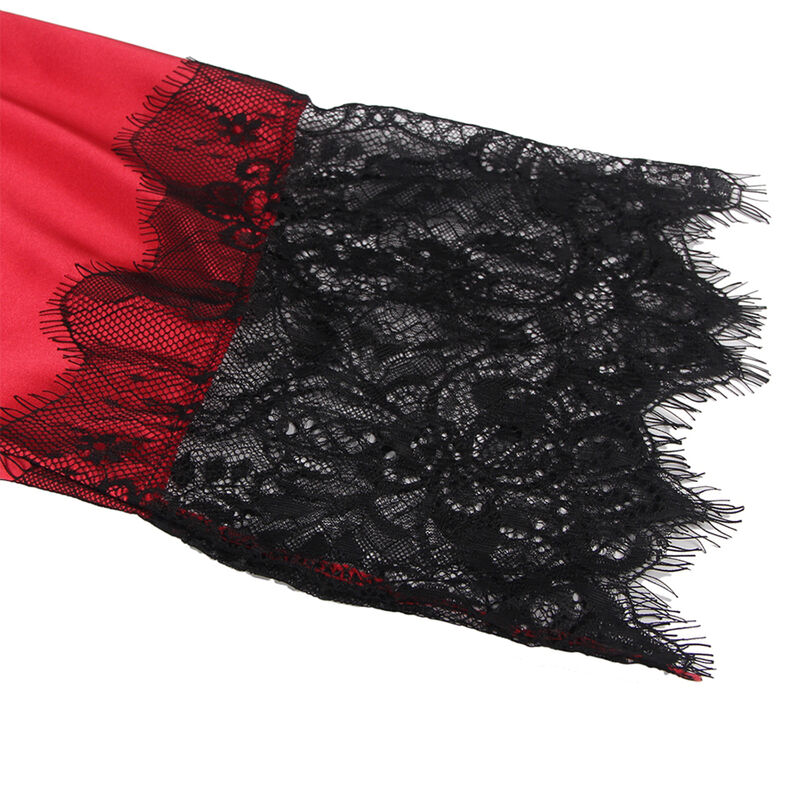Vista 8 de Subblime - 954024 Camison de Encaje Espalda Transparente + Tanga Rojo/Negro L/Xl