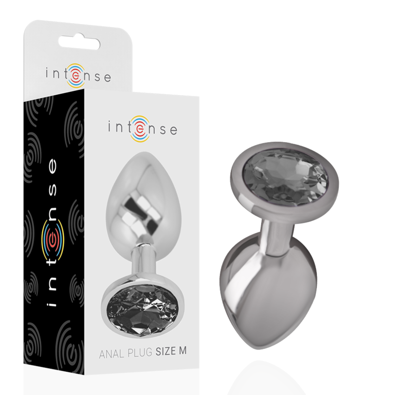 View 9 of Intense - Aluminum Metal Anal Plug With Black Glass Size M