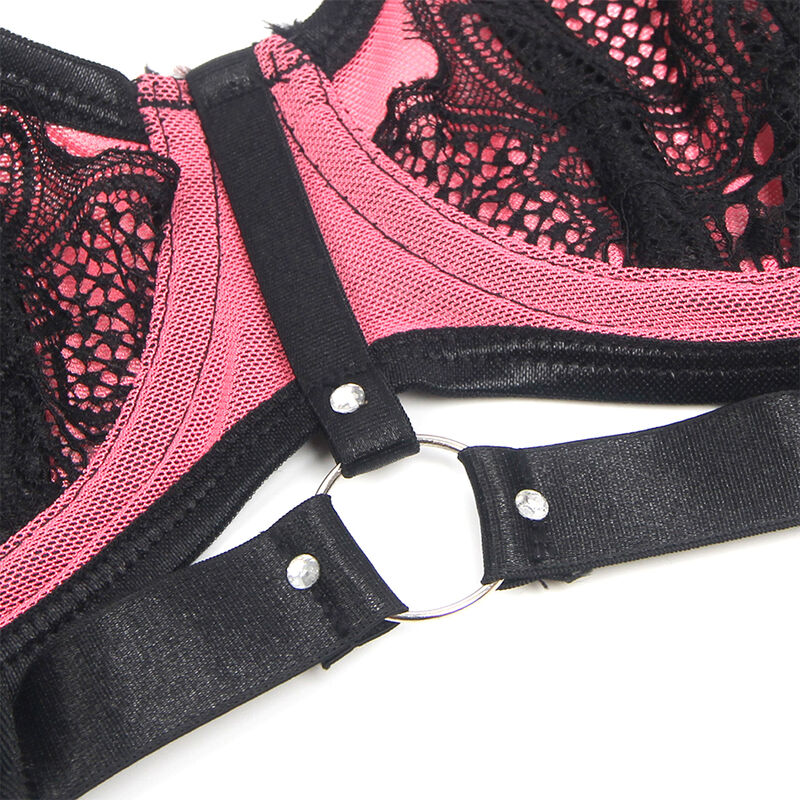 Vista 9 di Subblime - 955588 Set Reggiseno In Vernice Rosa con Cerniera In Rete L/Xl