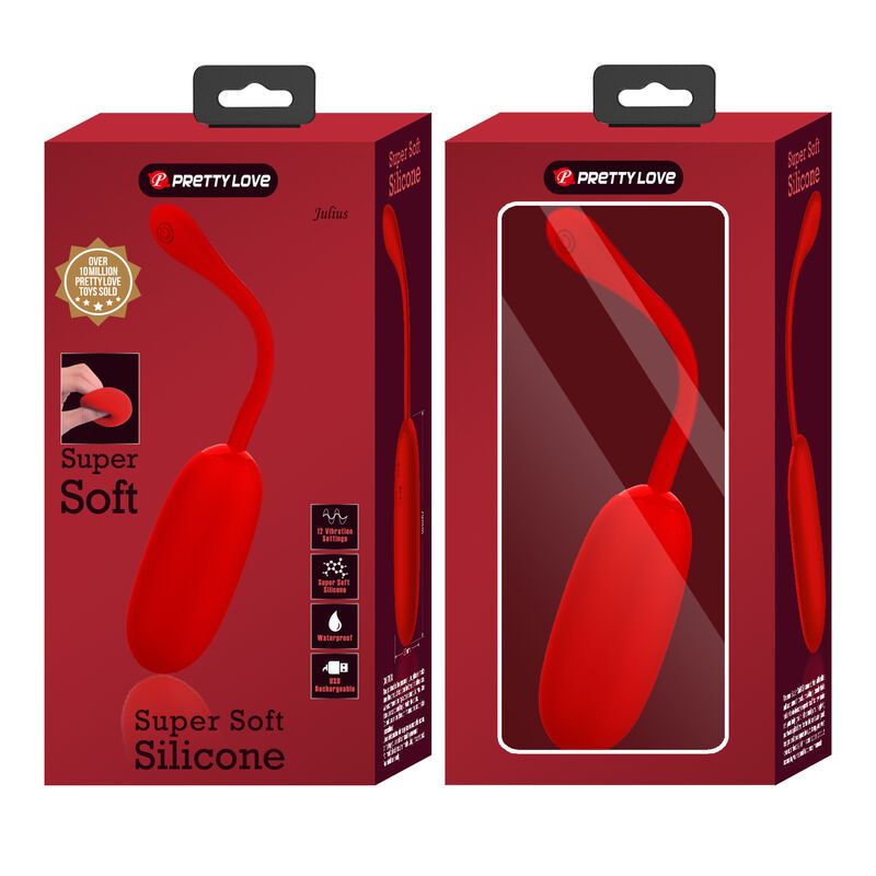 Vista 10 di Pretty Love - Uovo Vibrante Julius Impermeabile-Ricaricabile Rosso