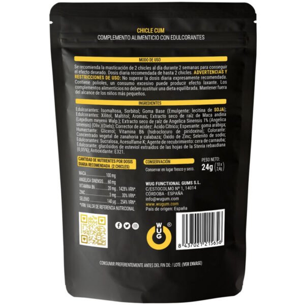WUG SEX SENSE - CUM CHICLE AUMENTADOR DE EYACULACIÓN & SABOR A PLÁTANO DEL SEMEN 10 UNIDADES - Imagen 2