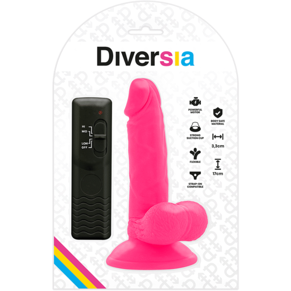 DIVERSIA - DILDO REALÍSTICO FLEXIBLE CON VIBRACIÓN ROSA 17 CM -O- 3.3 CM - Imagen 7