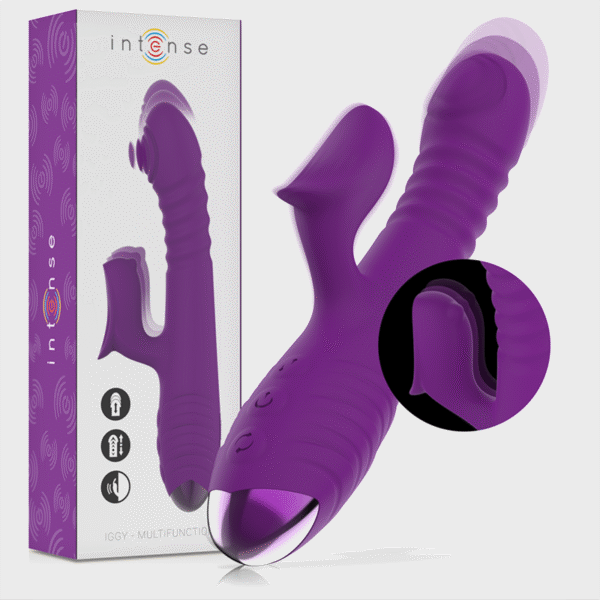 INTENSE - IGGY VIBRADOR MULTIFUNCIÓN RECARGABLE UP & DOWN CON ESTIMULADOR DE CLITORIS MORADO